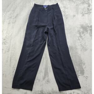 Vintage Charter Club Pants Womens Size 8 Blue Lined High Rise Pleated Straight